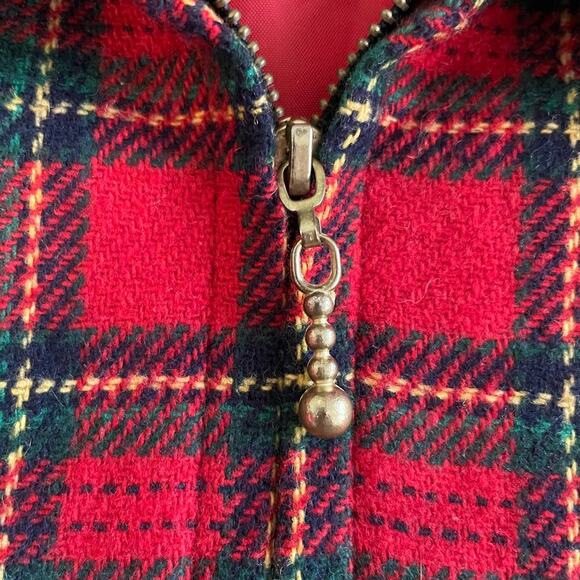 Vintage 1990s Tartan Plaid Blazer Jacket Zip Front Red Christmas Winter Festive - Picture 8 of 14
